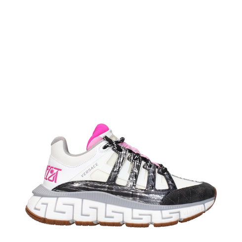 Versace Athletic Sneakers – White Fabric Running Shoes with Logo Details for Women